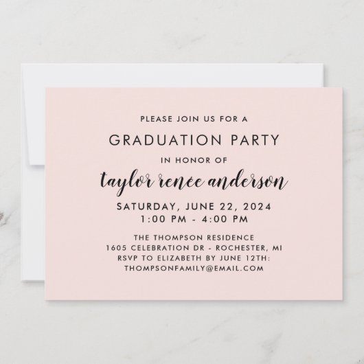 Moderner Abschluss für das White Script-Graduate-F Einladung (Rückseite)