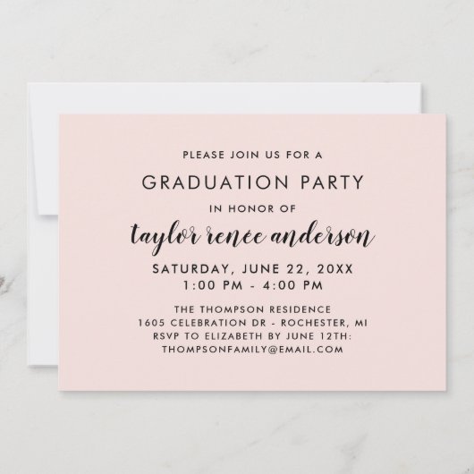 Moderner Abschluss für das White Script-Graduate-F Einladung (Rückseite)