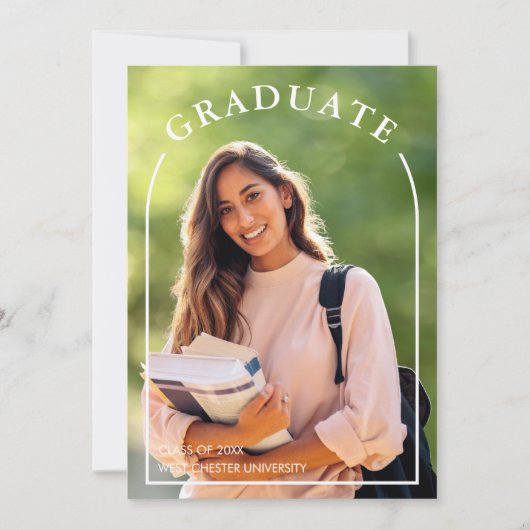 Moderner Abschluss für einfaches Skript-Foto Einladung (Vorderseite)