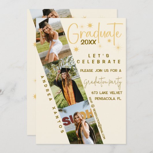 Moderner Abschluss für Elegante Kalligrafie Einlad Einladung (Vorne/Hinten)