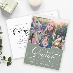 Moderner Abschluss für Elegante Kalligrafie Einlad Postkarte