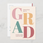 Moderner Abschluss für farbenfrohe Typografie Einladungspostkarte (Vorne/Hinten)