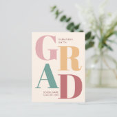 Moderner Abschluss für farbenfrohe Typografie Einladungspostkarte (Stehend Vorderseite)