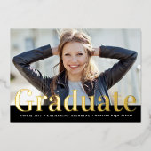 Moderner Abschluss für Foto aus Gold und Schwarz Folieneinladung (Vorderseite)