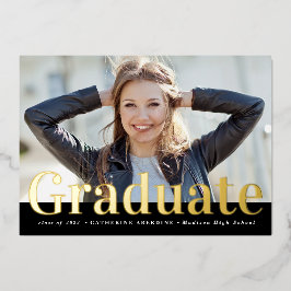 Moderner Abschluss für Foto aus Gold und Schwarz Folieneinladung