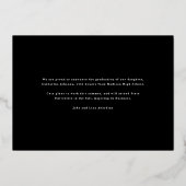 Moderner Abschluss für Foto aus Gold und Schwarz Folieneinladung (Rückseite)