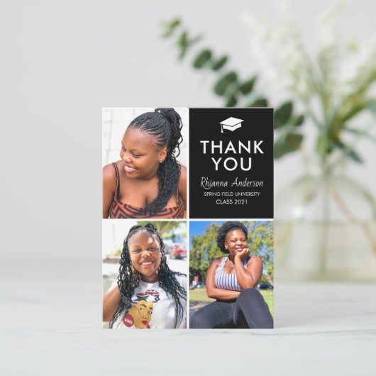 Moderner Abschluss für Fotocollage Dankeskarte (Stehend Vorderseite)