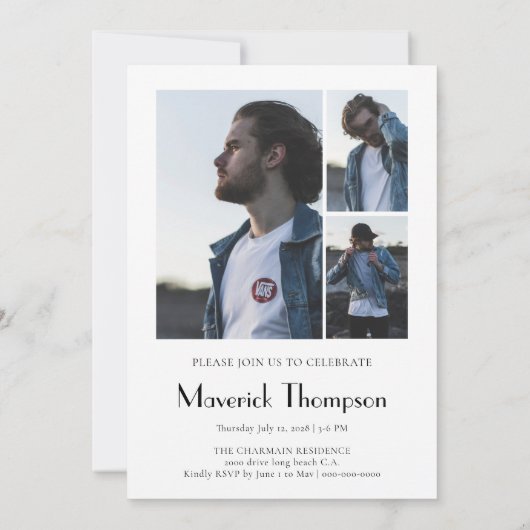 Moderner Abschluss für FotoCollage Einladung (Rückseite)