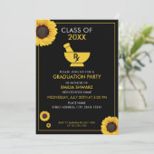 Moderner Abschluss für Gelbblütenblüte Einladung (Stehend Vorderseite)