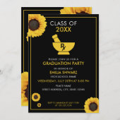 Moderner Abschluss für Gelbblütenblüte Einladung (Vorne/Hinten)