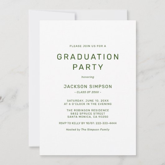 Moderner Abschluss für grüne Typografie Einladung (Rückseite)