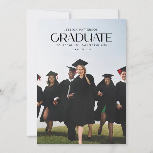 Moderner Abschluss für Hochschulabsolventen mit me Ankündigung (Vorderseite)