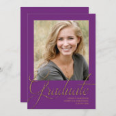 Moderner Abschluss für Lila und Gold Minimalistisc Einladung (Vorne/Hinten)