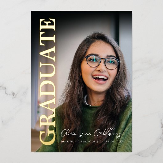 Moderner Abschluss für Minimalistisches Foto Folieneinladung (Vorderseite)