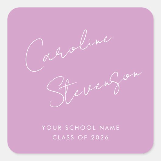 Moderner Abschluss für Personalisierte Skriptnamen Quadratischer Aufkleber (Vorderseite)