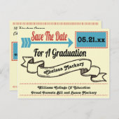 Moderner Abschluss für Pfeil und Band Save the Dat Ankündigungspostkarte (Vorne/Hinten)