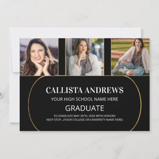 Moderner Abschluss für Schwarz-Grau-Geometrisches Ankündigung (Rückseite)