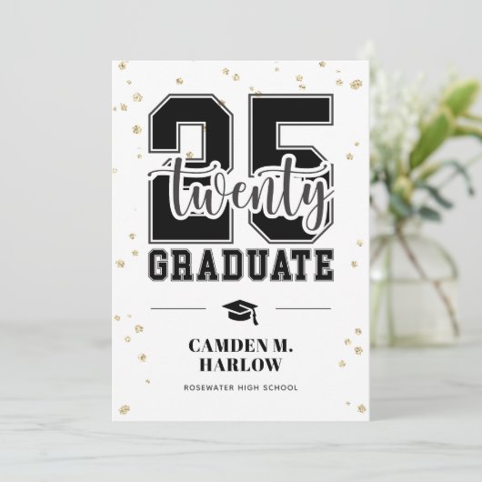 Moderner Abschluss für Schwarz und Gold-Foto Ankündigung (Stehend Vorderseite)