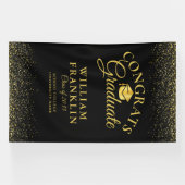 Moderner Abschluss für Schwarz und Gold Glitzer Banner (Horizontal)