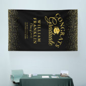 Moderner Abschluss für Schwarz und Gold Glitzer Banner (Messe)