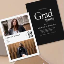 Moderner Abschluss für Schwarz/Weiß-Foto Einladung