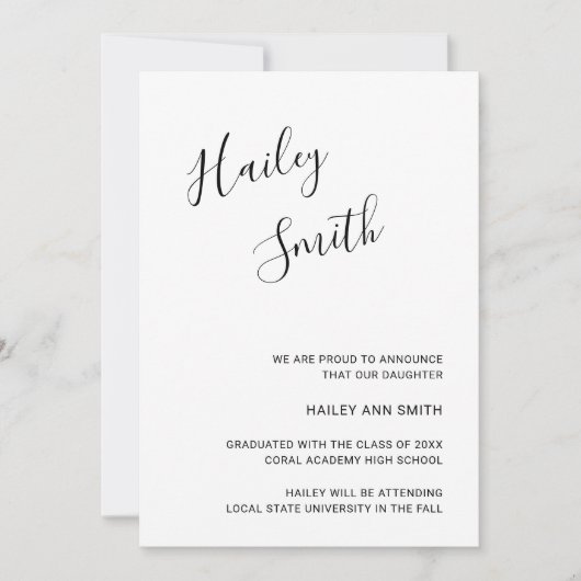 Moderner Abschluss für Schwarzweiß-Foto Ankündigung (Vorderseite)