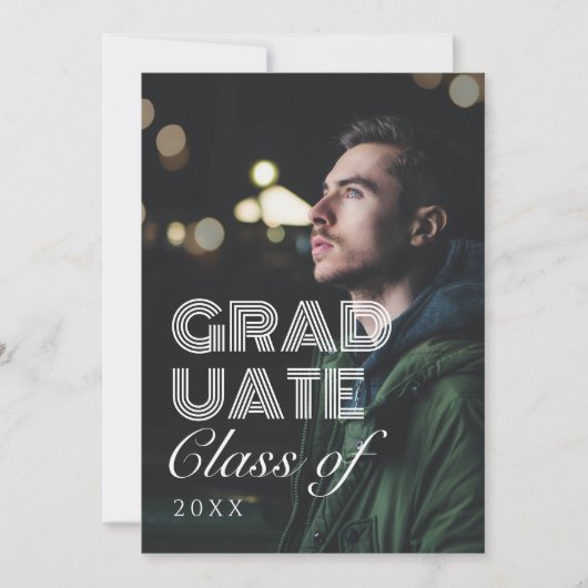 Moderner Abschluss für Schwarzweiß-Foto Einladung (Vorderseite)