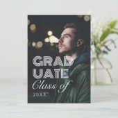 Moderner Abschluss für Schwarzweiß-Foto Einladung (Stehend Vorderseite)