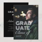 Moderner Abschluss für Schwarzweiß-Foto Einladung (Vorne/Hinten)