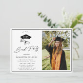 Moderner Abschluss für Script-Foto Einladung (Stehend Vorderseite)