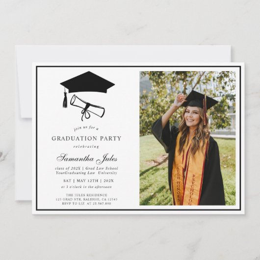 Moderner Abschluss für Script-Foto Einladung (Vorderseite)