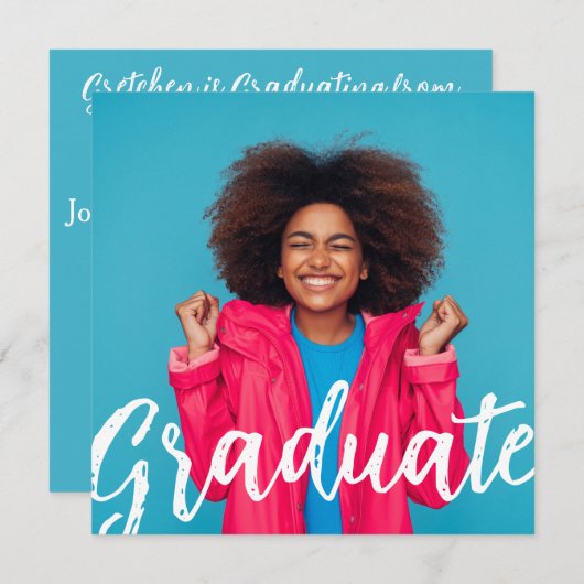 Moderner Abschluss für Skript-Foto Einladung (Vorne/Hinten)