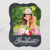 Moderner Abschluss für Skript-Foto Einladung (Vorne/Hinten)