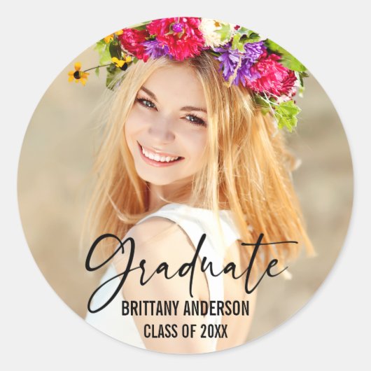 Moderner Abschluss für Tintenstift-Drehschrift Runder Aufkleber (Vorderseite)