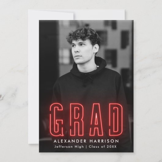 Moderner Abschluss für vertikales Foto in Red Neon Ankündigung (Vorderseite)