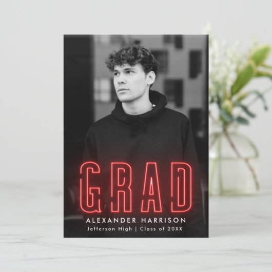 Moderner Abschluss für vertikales Foto in Red Neon Ankündigung (Stehend Vorderseite)