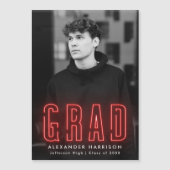 Moderner Abschluss für vertikales Foto in Red Neon Magneteinladung (Vorderseite)