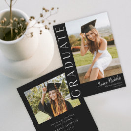 Moderner Abschluss für vertikales Schwarz und Weiß Einladung