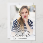 Moderner Abschluss für weiße, minimalistisch-Scrip Einladung (Vorderseite)