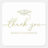 Moderner Abschluss Gold Script Vielen Dank Quadratischer Aufkleber (Vorderseite)