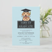 Moderner Abschluss Golden Retriever mit Grad Hat Einladung (Stehend Vorderseite)