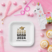 Moderner Abschluss GRAD Jahr Schwarzes Gold Pappteller (Party)