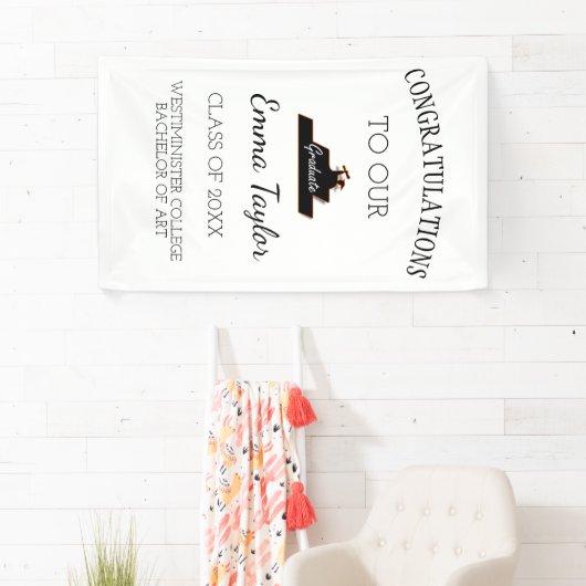 Moderner Abschluss Gratulation Black Scroll Banner (Insitu)