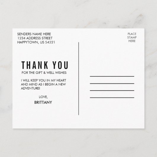 Moderner Abschluss Herzlichen Dank Postkarte (Rückseite)