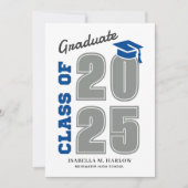 Moderner Abschluss in Blau und Grau Ankündigung (Vorderseite)