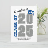 Moderner Abschluss in Blau und Grau Ankündigung (Stehend Vorderseite)