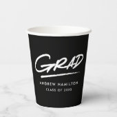 Moderner Abschluss in Grad-Schwarz und Weiß Pappbecher (Rückseite)