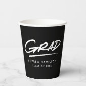 Moderner Abschluss in Grad-Schwarz und Weiß Pappbecher (Vorderseite)