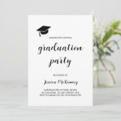 Moderner Abschluss in Schwarz und Weiß Einladung (Stehend Vorderseite)