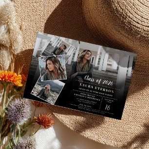 Moderner Abschluss in Schwarzweiß-Foto Einladung